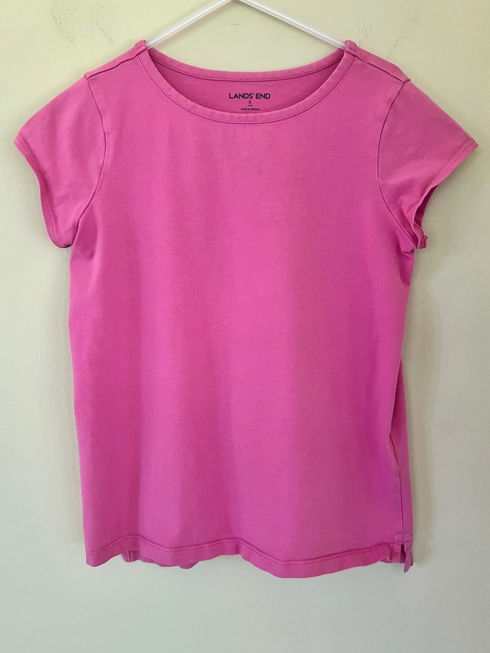 Lands' End Short Sleeve Tee, Geranium Pink, Size S (7-8)